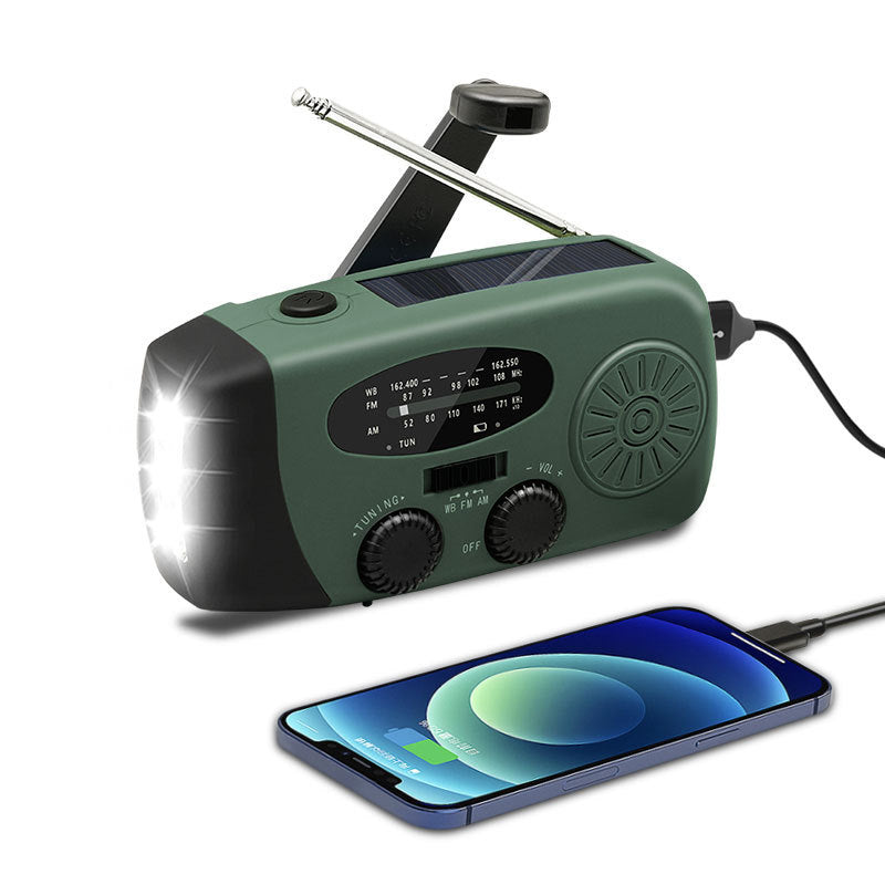 Mini-portable 3leds Solar Hand Emergency Radio Added SOS Feature for Outdoor Use