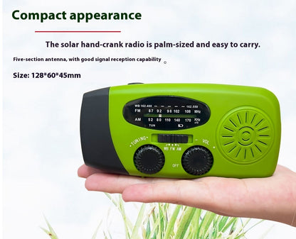 Mini-portable 3leds Solar Hand Emergency Radio Added SOS Feature for Outdoor Use