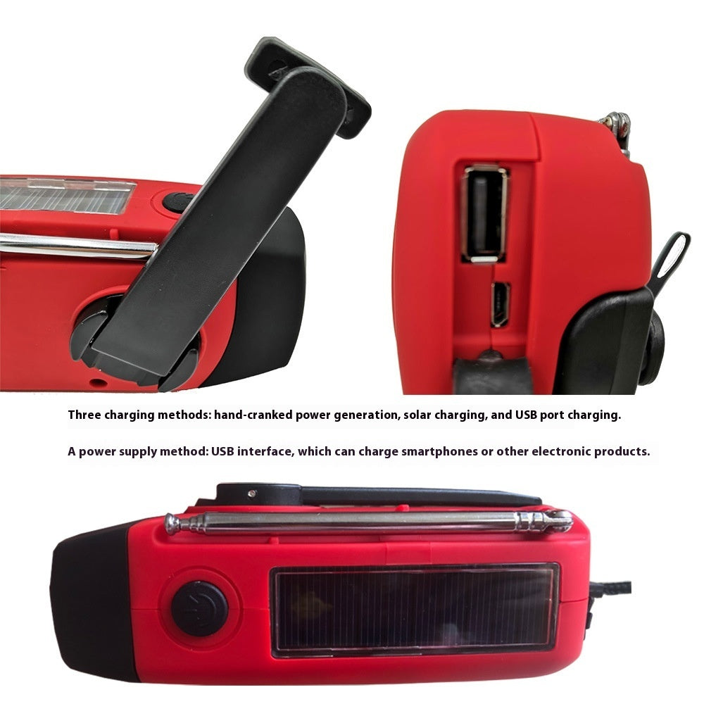 Mini-portable 3leds Solar Hand Emergency Radio Added SOS Feature for Outdoor Use