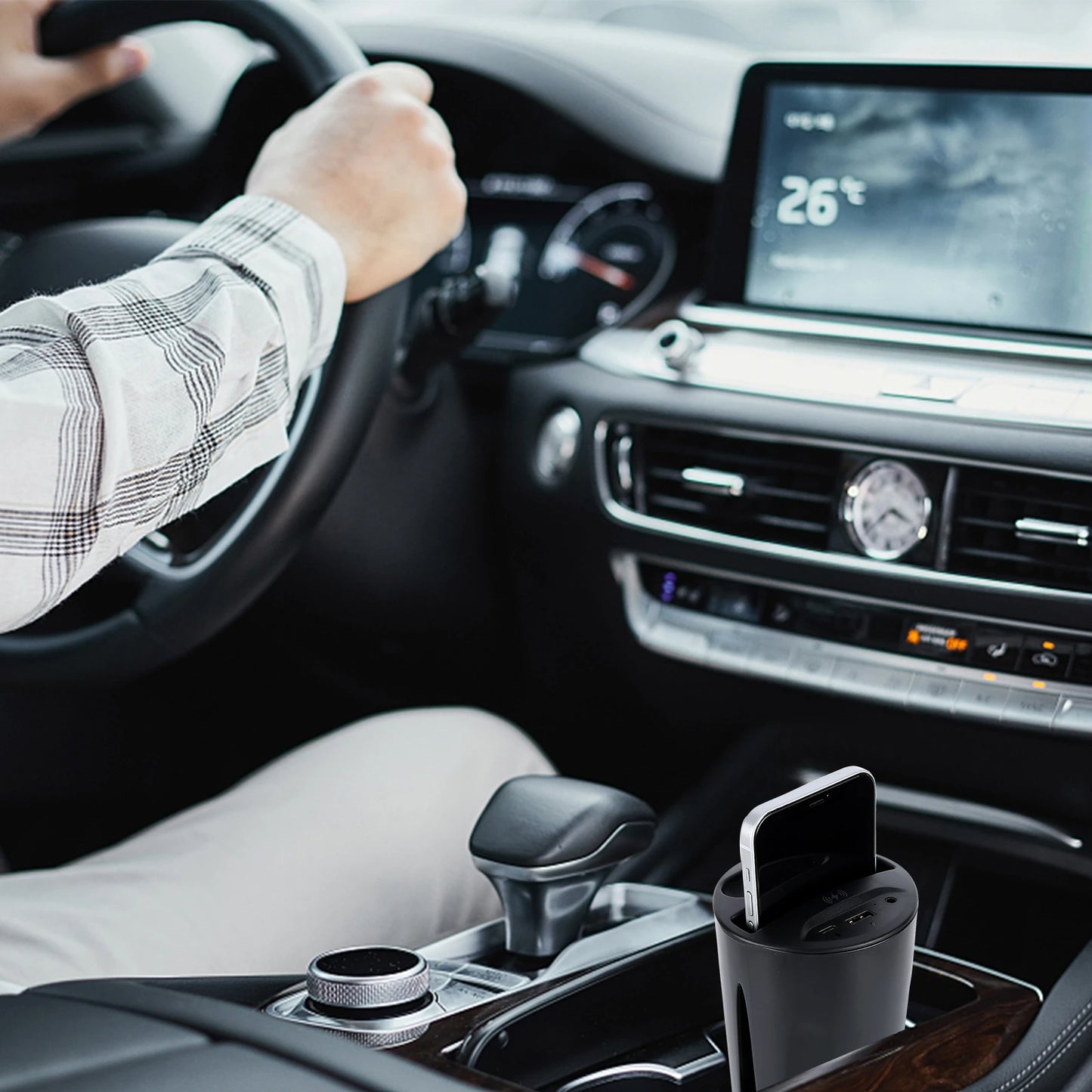 10W Car Charger Cup Holder Mount Galaxy Wireless Qi Fast Charging Mount Compatible with iPhone 11 Pro XR XS Max X 8 Plus