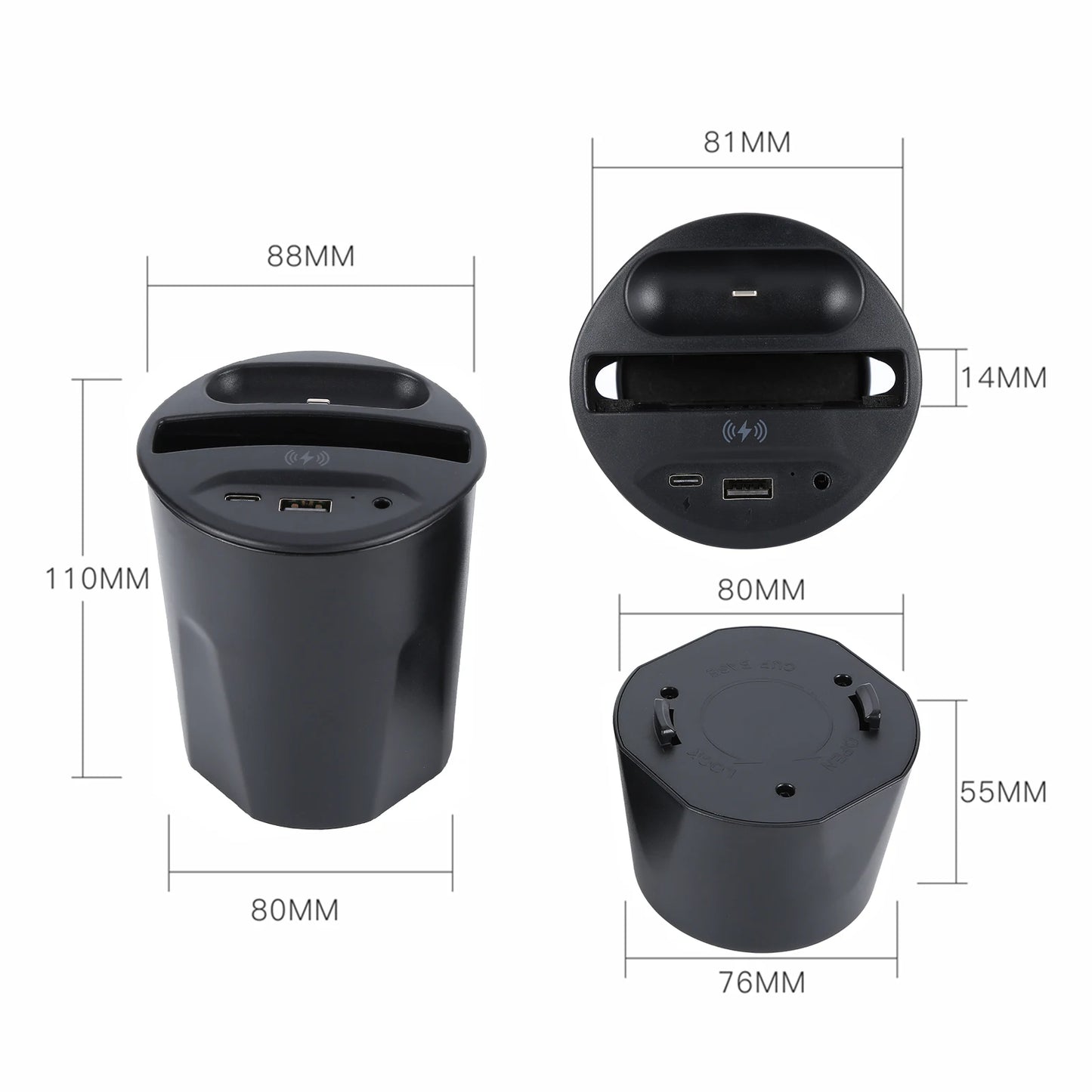10W Car Charger Cup Holder Mount Galaxy Wireless Qi Fast Charging Mount Compatible with iPhone 11 Pro XR XS Max X 8 Plus