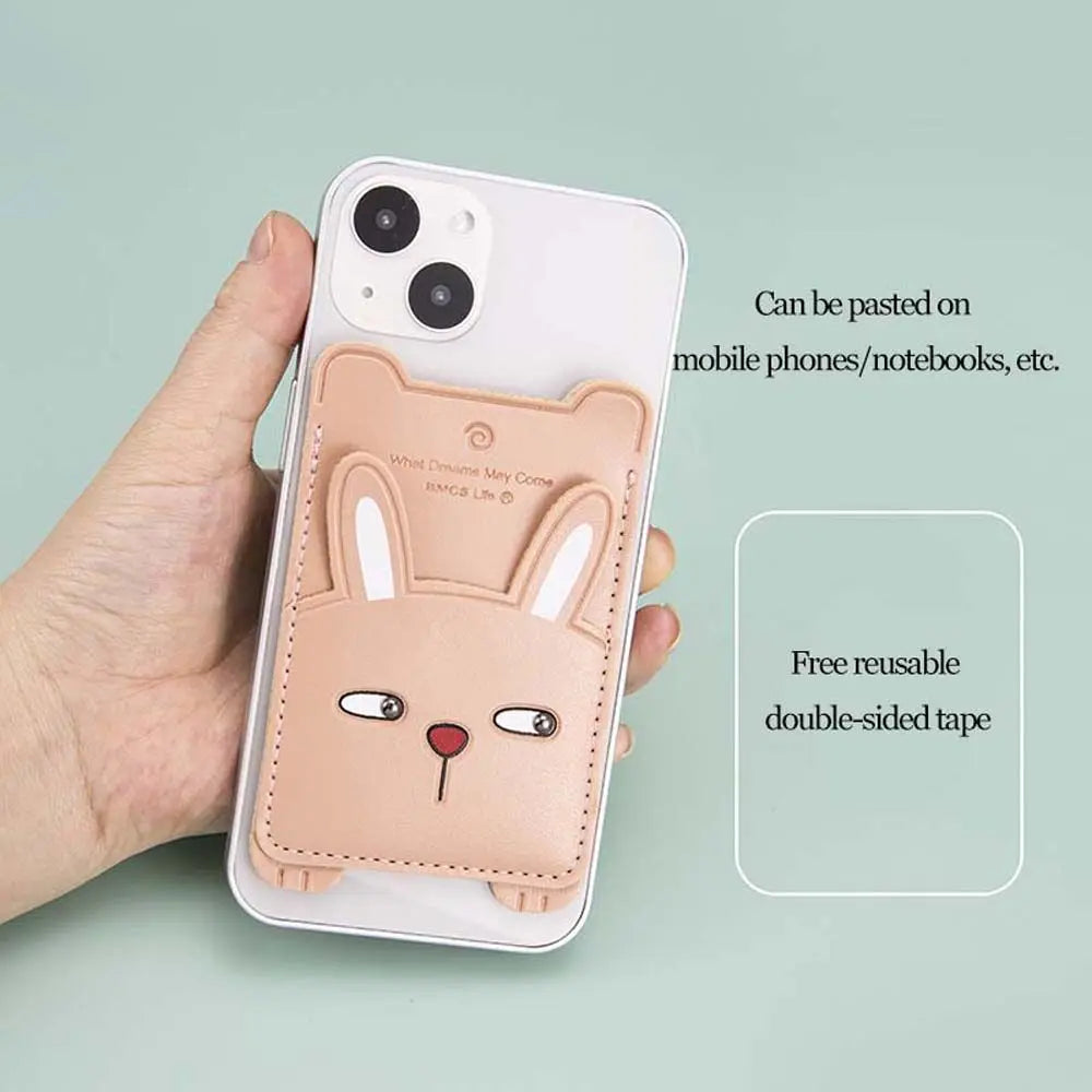 Adhesive Sticker Cartoon Credit Card Holder Card Sleeve Phone Back Pocket Storage Wallet Phone Card Holder Mobile Wallet