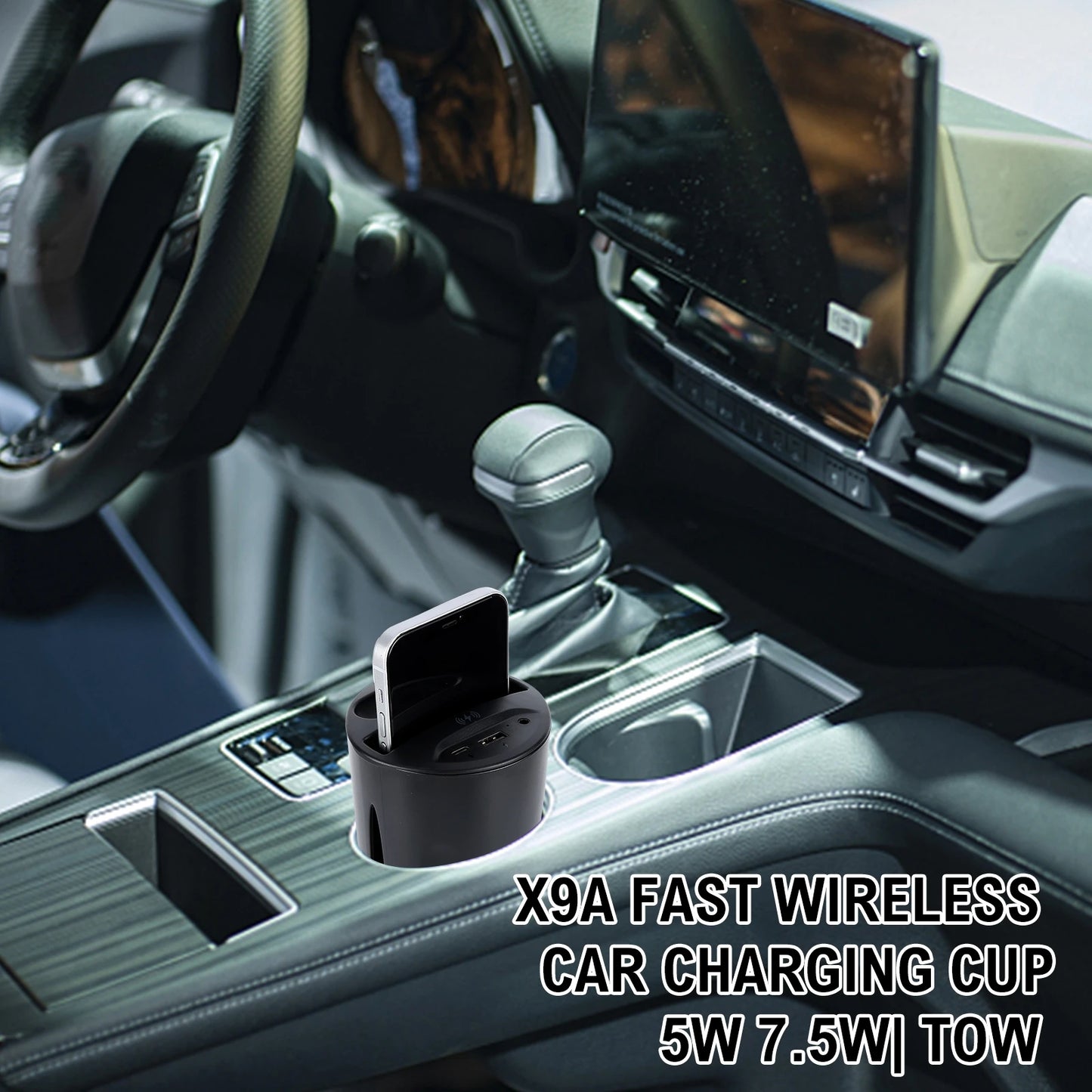10W Car Charger Cup Holder Mount Galaxy Wireless Qi Fast Charging Mount Compatible with iPhone 11 Pro XR XS Max X 8 Plus
