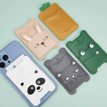 Adhesive Sticker Cartoon Credit Card Holder Card Sleeve Phone Back Pocket Storage Wallet Phone Card Holder Mobile Wallet