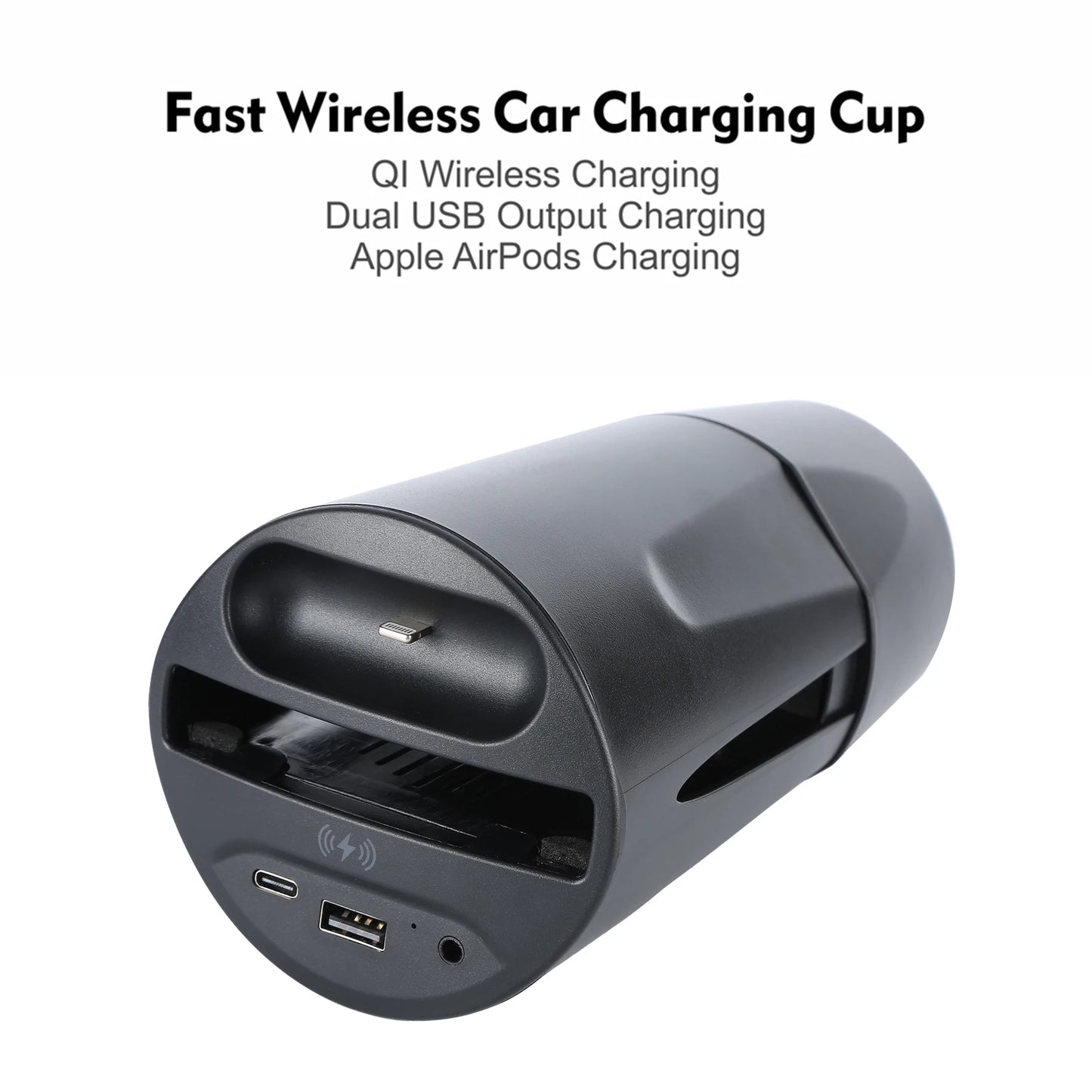 10W Car Charger Cup Holder Mount Galaxy Wireless Qi Fast Charging Mount Compatible with iPhone 11 Pro XR XS Max X 8 Plus