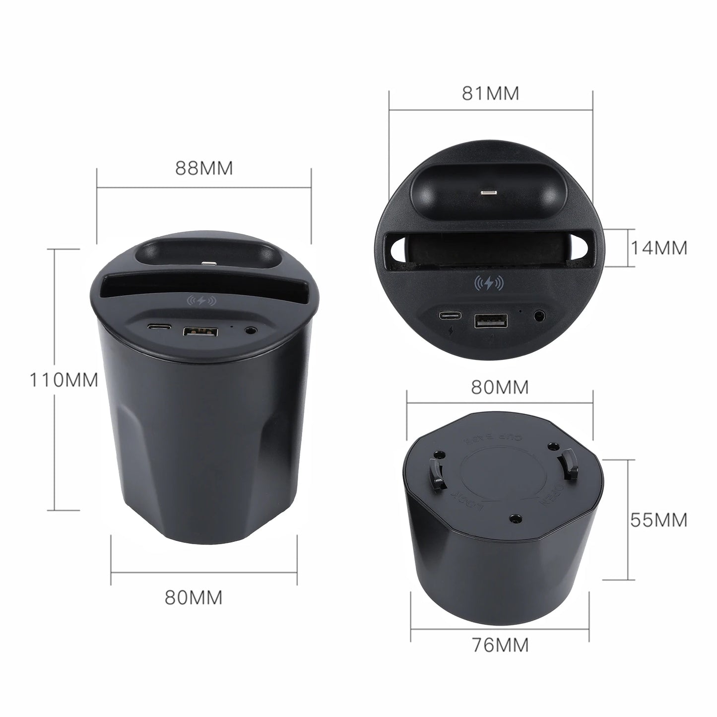 10W Car Charger Cup Holder Mount Galaxy Wireless Qi Fast Charging Mount Compatible with iPhone 11 Pro XR XS Max X 8 Plus