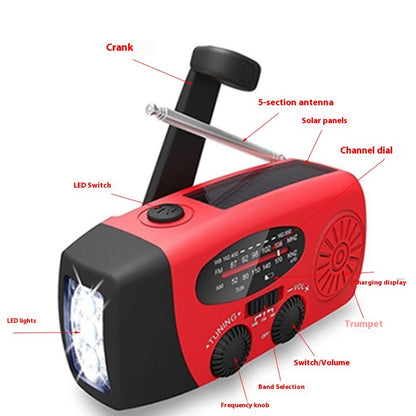 Mini-portable 3leds Solar Hand Emergency Radio Added SOS Feature for Outdoor Use