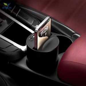 Smart Cup Style Car Charger Fast Wireless Charging, Anti-Slip Design, Dual QC3.0 Ports OEM/ODM Support